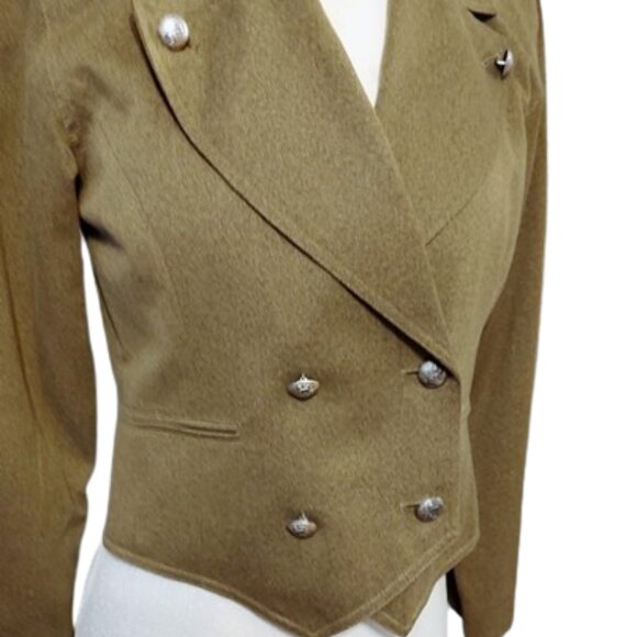 1990s Vintage Designer Olive Military Style Cropped Jacket By Nipon Unworn - Picture 5 of 8